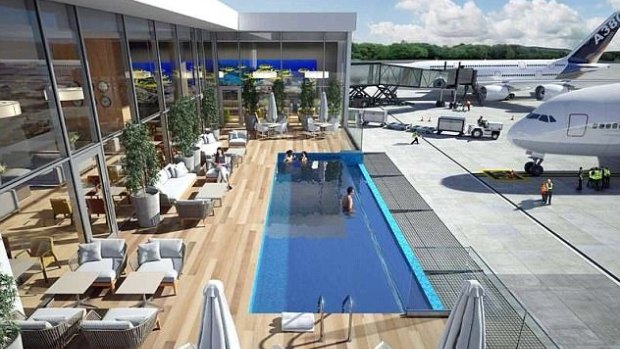 Punta Cana International's new VIP airport lounge features an outdoor swimming pool.