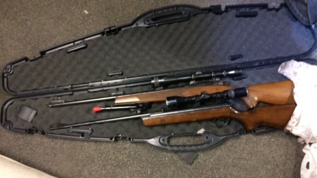 Weapons obtained during a raid conducted by Task Force Maxima of a business in Moorooka.