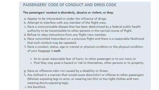 The dress restrictions are included within the general passengers' code of conduct section of the website. Saudi Arabian Airlines