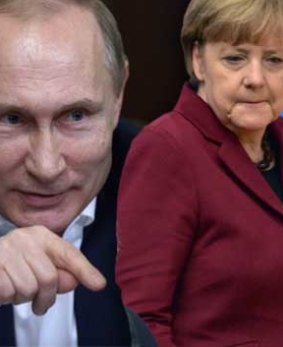 Russian President Vladimir Putin and German Chancellor Angela Merkel.