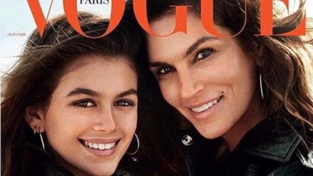 Twins: Kaia and Cindy on the cover of Vogue.