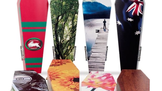 Lifeart coffins can feature everything from photography to NRL team colours.