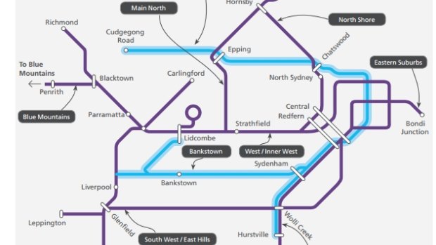 The 2012 plan to convert Sydney's Bankstown and Illawarra lines to driverless trains. The government has since said it would convert the line to Bankstown in the project's first stage.