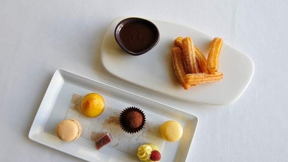 Degustation menu at Jacques Reymond. Course ten...Petits fours and spiced churros. 