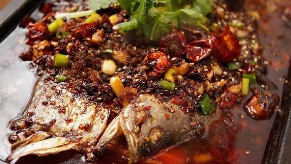 Barramundi with chilli, Sichuan peppers and cumin  at Dainty Fish & Grill Co in Clayton. 