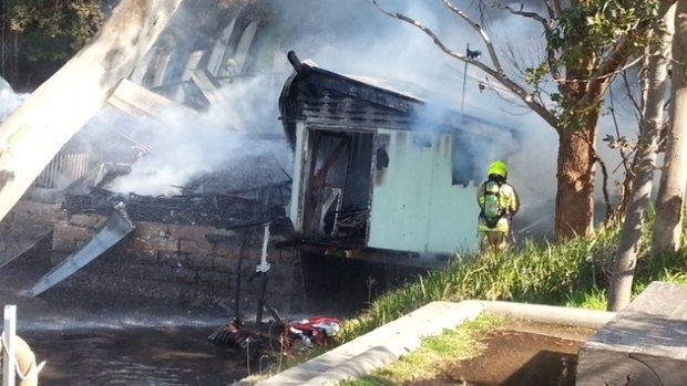 A fire has destroyed a boatshed near to Gladesville Hospital.  