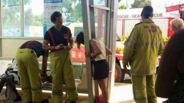 Firefighters used hand tools to free the child.