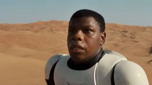 Get used to it: John Boyega at the beginning of the new trailer.