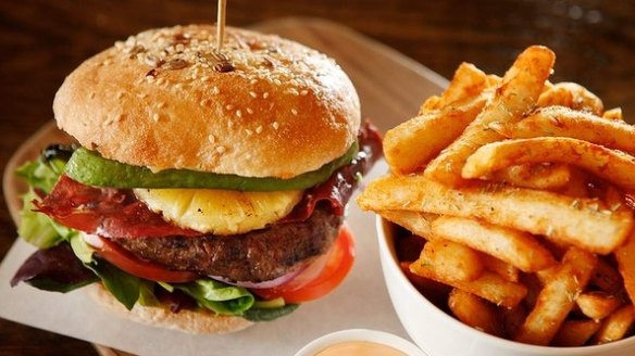 Paleo Patties at the Burger Lounge are made from grass-fed, free-range beef. Pictured is the Grande burger