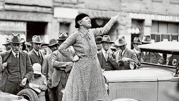 The feminist and anti-conscription campaigner Adela Pankhurst Walsh, taking her message to Sydney's streets in 1941. Marriage equality campaigners today have a similar fight to make their views heard.