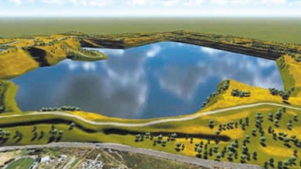 An artist's impression of Hazelwood coal mine as a potential future lake.