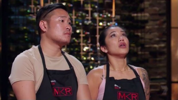 David Vu and his friend Betty Banks during the My Kitchen Rules finals.