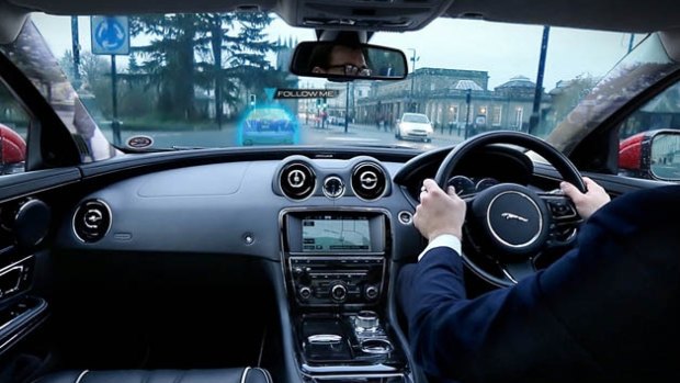 Screening now: Jaguar Land Rover's heads-up display.