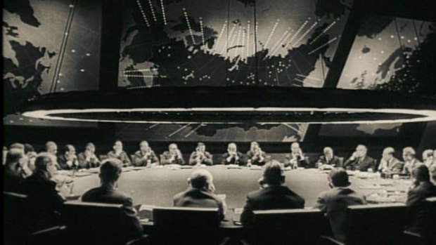 The War Room in Stanley Kubrick's Dr Strangelove. The iconic set, which helped shape the popular perception of the Cold War, was designed by Ken Adam.