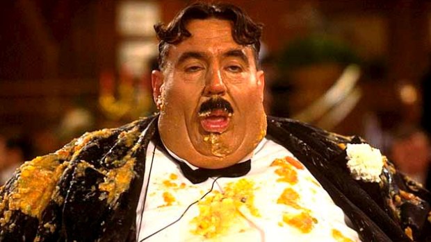 Mr Creosote, in The Meaning of Life, suffers a horrible fate.