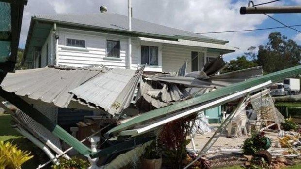 A Rocklea woman has had a rude awakening after a truck demolished her covered patio.