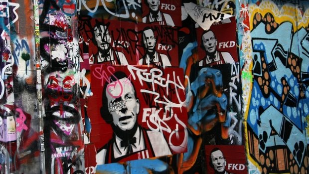 Defacement: Graffiti, electronic or otherwise, has not always been kind to Prime Minister Tony Abbott. 