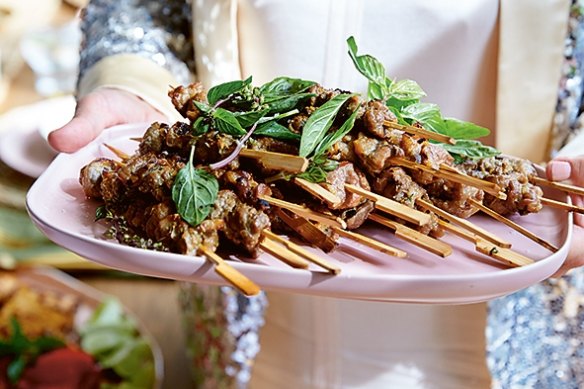 Real crowd pleaser: Moo ping pork skewers.