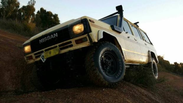 The 4WD belonging to Jayden Nightingale, which became bogged in a pond.