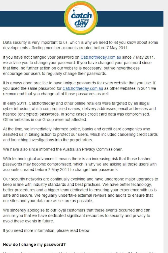 Catch of the Day's email.