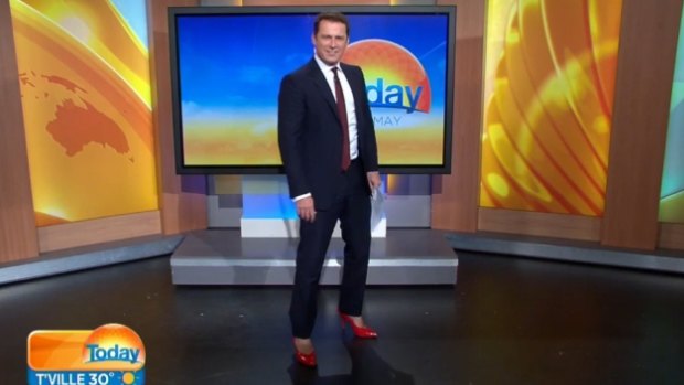 The Today show host complained that his back hurt while wearing the ruby red heels on Friday.