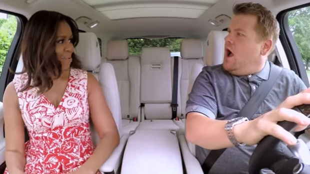 James Corden's Carpool Karaoke shows First Lady Michelle Obama is a big fan of Stevie Wonder, Missy Elliott and Beyonce.