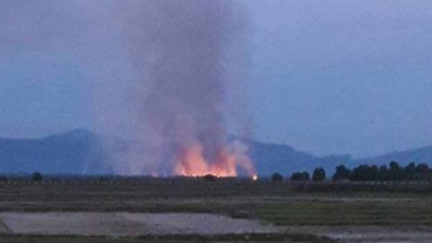 Village of Yae Twin Kyun on fire in Myanmar on 8 September 2017.