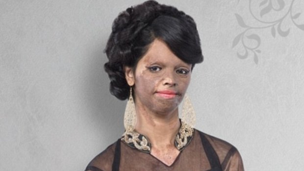 Indian acid attack victim Laxmi as she appears in a new fashion catalog.