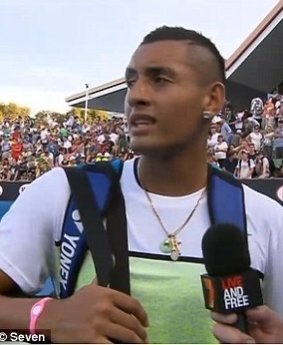 "Cocky": Nick Kyrgios during the Channel Seven interview.
