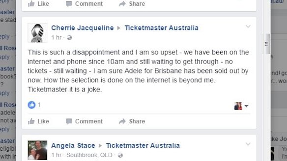 Adele fans flooded the Ticketmaster and Ticketek websites after they missed out in the rush for tickets.