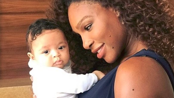 Serena Williams looking at her daughter, Alexis Olympia Ohanian Jr.