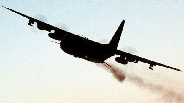 An AC-130 Spectre typically circles ground targets as it fires on them.