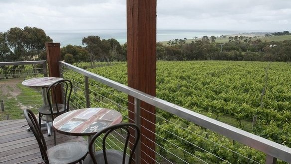 Jack Rabbit boasts views of the lush vineyard and Corio Bay