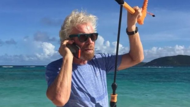 Richard Branson, pictured before this week's hurricane, has urged others to evacuate.