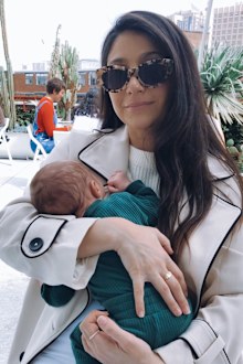 Katherine Christie with her newborn son.