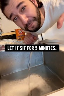 Baking soda and vinegar clogged drain cleaning hack