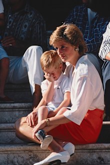 Princess Diana with Prince Harry in Spain in 1988.
