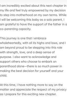 MAFS 2025 Domenica Calarco solo pregnancy statement