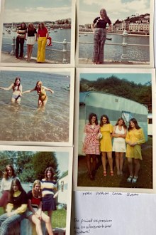 Sue enjoys keeping scrapbooks and photo albums of the women's adventures. Here's a page from her Torquay 1972 scrapbook.