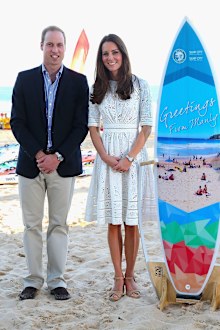 The Duchess of Cambridge caused a fashion frenzy when she wore this white Zimmermann frock during her and Prince William's first-ever joint visit to Australia in 2014.
