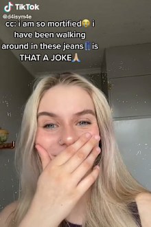 Woman shares mortifying wardrobe  malfunction on TikTok jean 