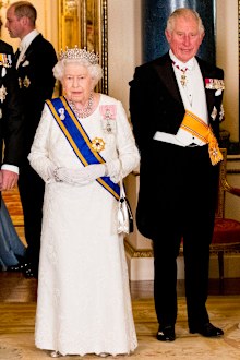 The Queen and Prince Charles at a banquet in 2018.