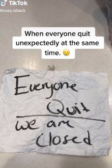 McDonalds employee walk out note