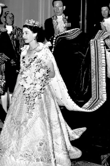 The Queen at her coronation in 1952.