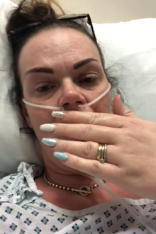 She released a video from her hospital bed, pleading with people to stay home.