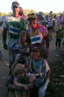 The family competing in the colour run.