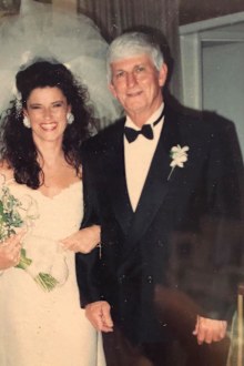 Georgia Lee with her father on her wedding day.