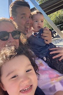 Ruby with her parents Marla and Aroon and her baby brother. 