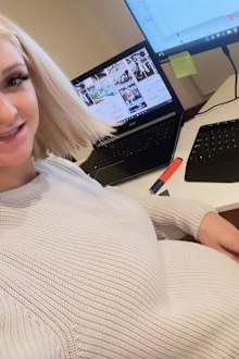 Carly Woods hid her pregnant belly under baggy jumpers for months while running her business.