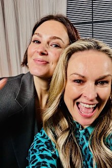 Mel Schilling with podcast partner Elizabeth Day